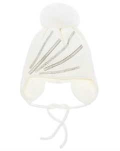 Белая шапка из шерсти с отделкой стразами детская Joli bebe