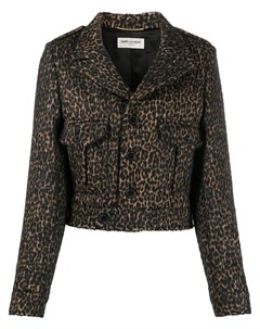 Укороченная куртка с леопардовым принтом Saint laurent