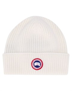 Вязаная шапка бини с нашивкой логотипом Canada goose