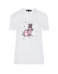 Белая футболка с принтом кролик Markus lupfer