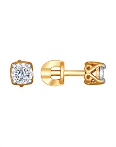 Серьги из комбинированного золота с алмазной гранью с бриллиантами Sokolov diamonds