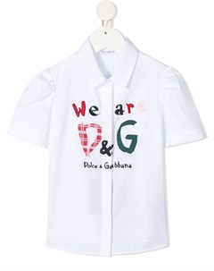 Рубашка с вышитым логотипом Dolce & gabbana kids