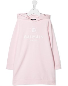 Платье с капюшоном и логотипом Balmain kids