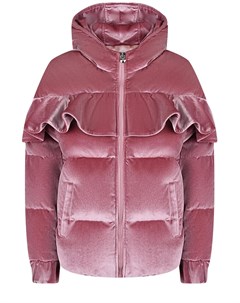 Розовая бархатная куртка с воланом детская Philipp plein