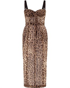 Платье с бюстье и леопардовым принтом Dolce&gabbana