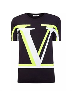 Хлопковая футболка из гладкого джерси с теневой аппликацией VLOGO Valentino