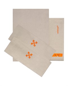 Двуспальный комплект постельного белья с вышитым логотипом Arrows Off-white