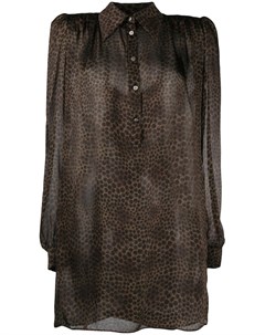 Платье рубашка с леопардовым принтом и длинными рукавами John richmond