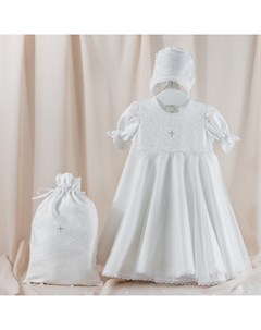 Комплект для крещения девочки платье чепчик мешочек Pituso