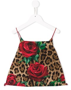 Топ с леопардовым и цветочным принтом Dolce & gabbana kids