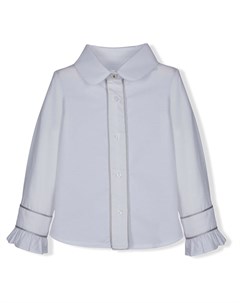 Рубашка с контрастной окантовкой и оборками на манжетах Lapin house