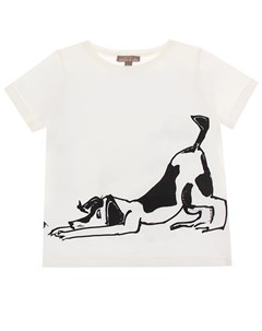 Белая футболка с принтом собака и кошка Emile et ida