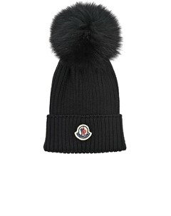 Черная шапка из шерсти детская Moncler