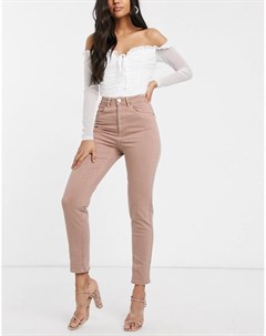 Светло розовые джинсы слим в винтажном стиле с завышенной талией Asos design
