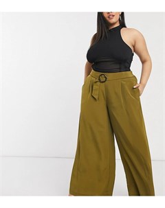 Широкие брюки оливкового цвета Vero moda curve