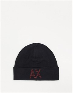 Черная шапка бини с логотипом Armani exchange