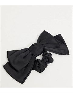 Эксклюзивная резинка для волос с большим атласным бантом черного цвета London My accessories