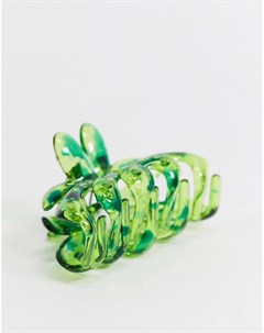 Зеленая заколка краб с цветочным дизайном Asos design