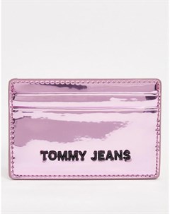 Розовая визитница с эффектом металлик Tommy jeans