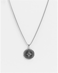 Серебристое ожерелье с подвеской компасом Seven london