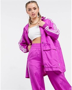 Розовая ветровка с тремя полосками Adidas originals