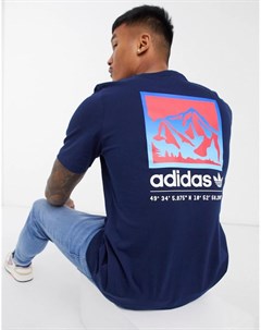 Темно синяя футболка с принтом на спине adiplore Adidas originals