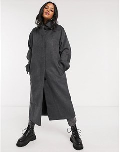 Темно серое пальто на пуговицах Asos design