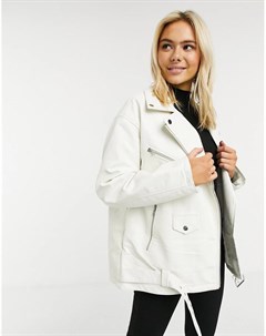 Байкерская куртка в стиле oversized белого цвета Asos design