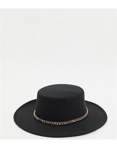 Черная шляпа канотье с золотистой цепочкой London My accessories