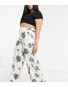 Широкие брюки от комплекта с ярким цветочным принтом Glamorous curve
