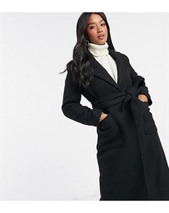 Черное пальто удлиненного кроя с поясом Y.a.s petite