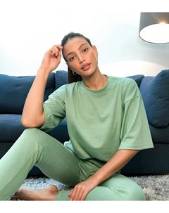 Комплект из футболки в стиле oversized и зауженных джоггеров шалфейно зеленого цвета Missguided tall