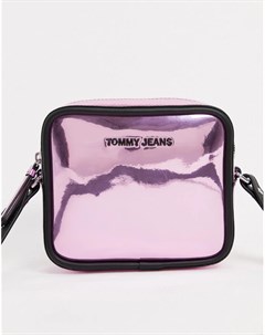Розовая сумка через плечо с эффектом металлик Tommy jeans