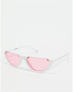 Солнцезащитные очки кошачий глаз в белой оправе с розовыми стеклами Jeepers peepers
