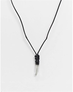 Черное ожерелье шнурок с искусственным кристаллом Icon brand