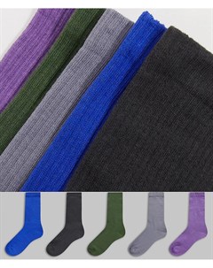 Набор из 5 пар разноцветных носков New look