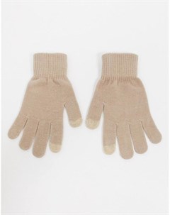Бежевые перчатки для сенсорных гаджетов Glamorous