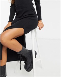 Черная трикотажная юбка с разрезом сбоку от комплекта Asos design