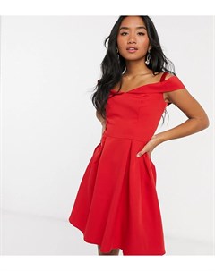 Красное платье мини с открытыми плечами Chi chi london petite