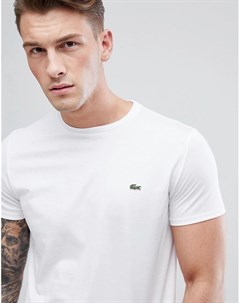 Белая футболка из хлопка пима с логотипом Lacoste