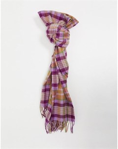 Шерстяной шарф в фиолетовую клетку Femme Selected