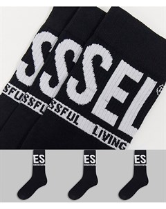 3 пары черных носков с логотипом Diesel