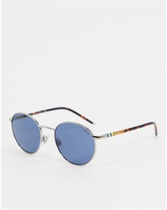 Круглые солнцезащитные очки в серебристой оправе Polo ralph lauren