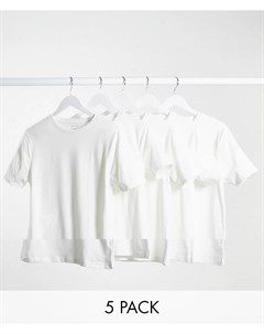 Набор из 5 белых обтягивающих футболок River island