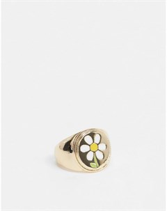 Золотистое кольцо с цветком в императорском стиле Asos design