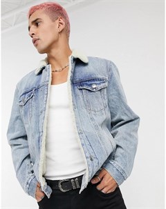 Синяя джинсовая куртка с подкладкой из искусственного меха Allsaints