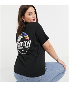 Черная футболка с принтом в виде круга и гор Tommy jeans plus