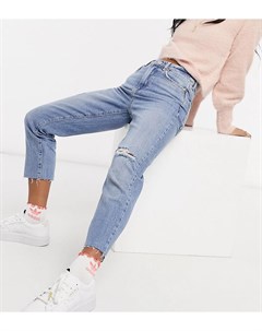 Голубые рваные джинсы прямого кроя New look petite