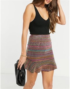 Расклешенная мини юбка из многоцветного букле Asos design