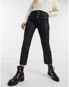 Черные джинсы с прямыми штанинами видимыми пуговицами и высокой талией Abercrombie & fitch